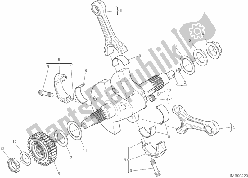 All parts for the Connecting Rods of the Ducati Diavel FL Thailand 1200 2017